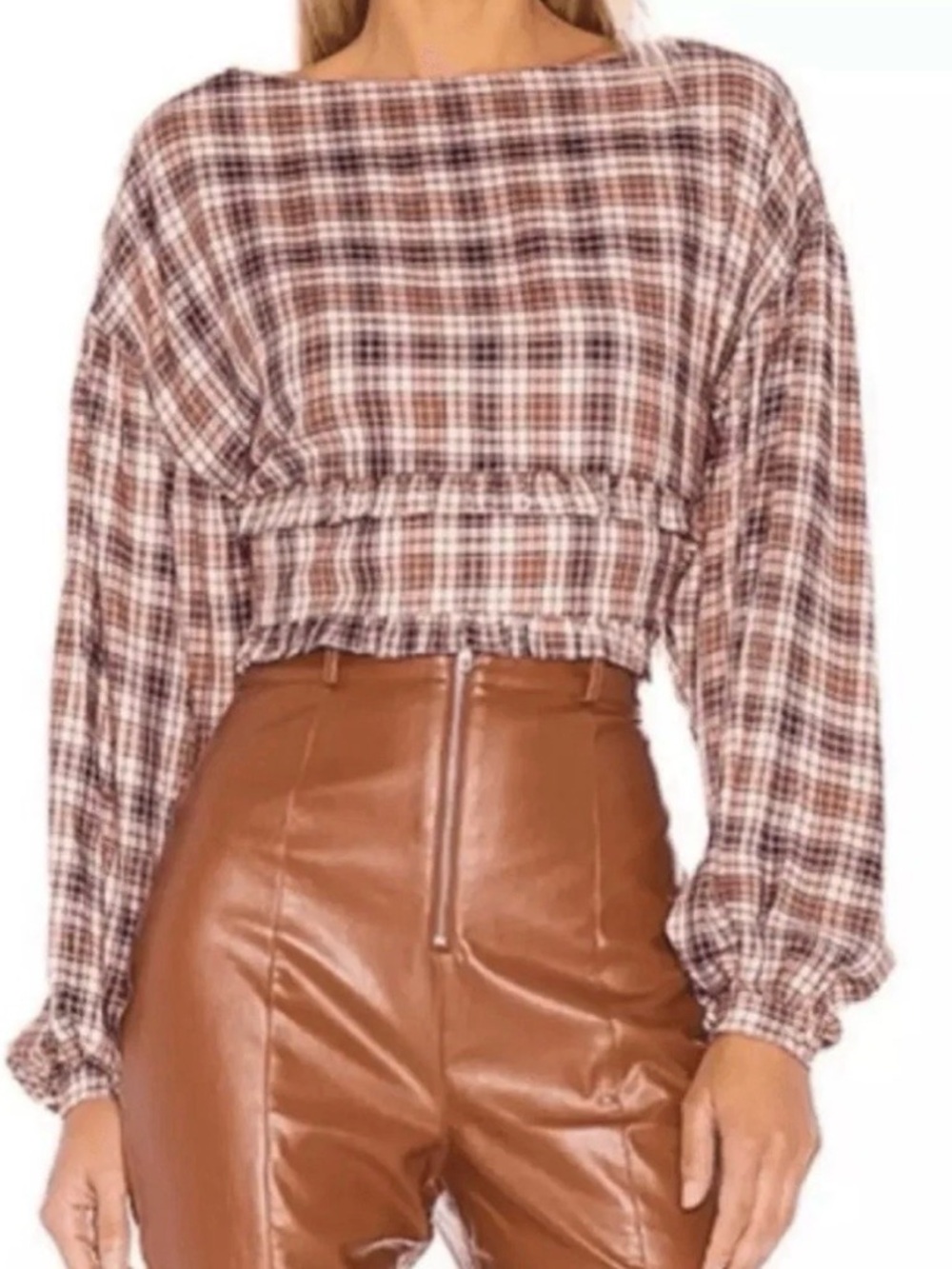 Revolve Majorelle Asa Plaid Pink long sleeve top